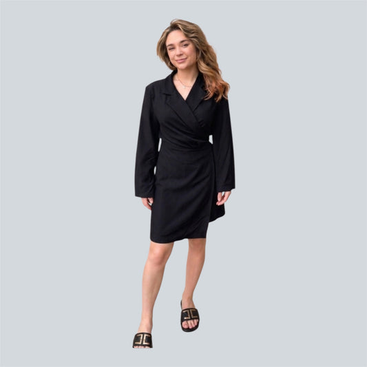 Classic elegant blazer dress zwart en Crèmekleurig