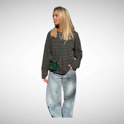 Khaki/Zwart gestreepte longsleeve