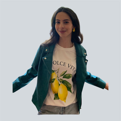 Donkergroen suède look jacket