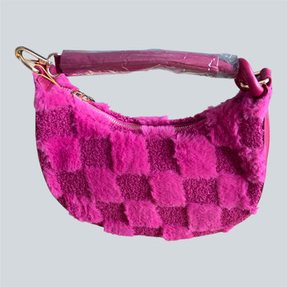 Luxe Fuchsia Teddy Schoudertas Dames Handtas