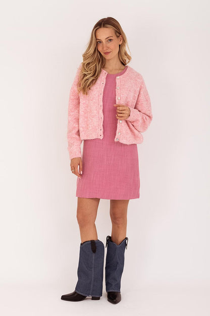 Tweed jurk oud-roze
